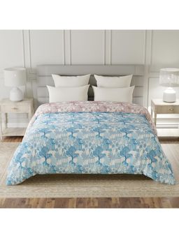 Layers - Lumina Floret Cotton 144 TC Blue Printed Double Reversible Comforter