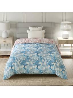 Layers - Lumina Floret Cotton 144 TC Blue Printed Single Reversible Comforter