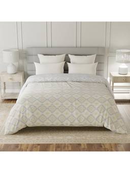 Layers - Lumina Floret Cotton 144 TC Yellow Geometric Double Reversible Comforter