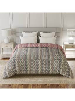 Layers - Lumina Floret Cotton 144 TC Grey Geometric Double Reversible Comforter