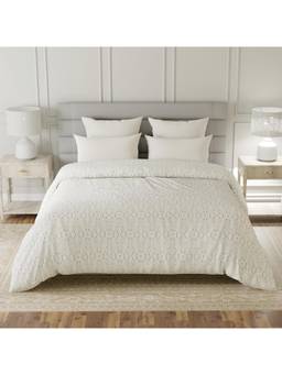 Layers - Lumina Floret Cotton 144 TC White Abstract Double Reversible Comforter