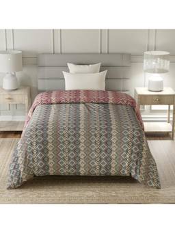 Layers - Lumina Floret Cotton 144 TC Grey Geometric Single Reversible Comforter