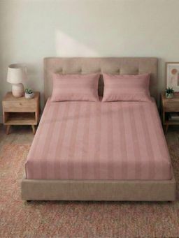 Reysha - Jacquard Blushbloom 400 TC Premium Cotton King Bedsheet with 2 Pillow Covers
