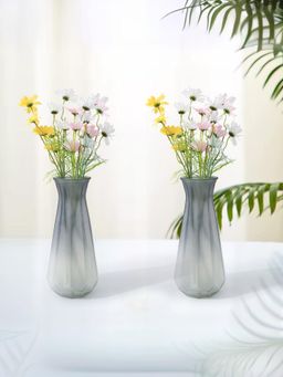 The Better Home - Glass Vase Grey & White (Pack of 2)