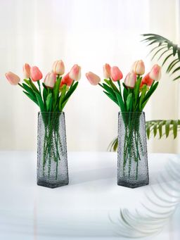 The Better Home - Glass Vase Grey (Pack of 2)
