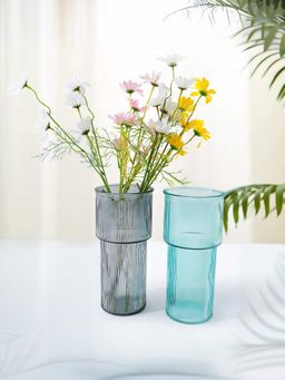 The Better Home - Glass Vase Gre & Blue (Pack of 2)