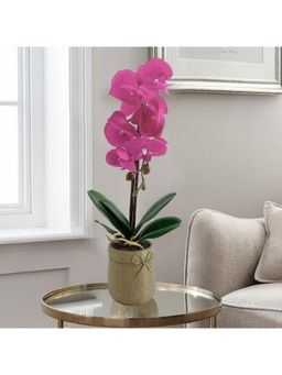 The Better Home - Real Touch Potted Orchid With Cement Pot (Dark Pink)