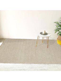 THE HOME TALK - Hand Woven Zig Zag Jute Area Rug Feet Beige