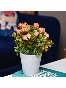 Voncasa - Plastic Orange Artificial Flower With Pot