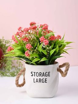Voncasa - Plastic Pink Artificial Flower With Pot