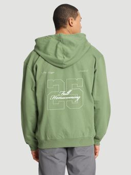 Bene Kleed - Men Relaxed Front Zipper Graphic Print Olive Hoodie