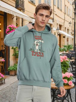 Bene Kleed - Men Relaxed Front Zipper Graphic Print Off White Hoodie