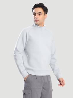 Bene Kleed - Grey Men Raglan Sleeve Relax Fit Scuba Sweatshirt