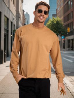 Bene Kleed - Men Khaki Relax Fit Solid Sweatshirt