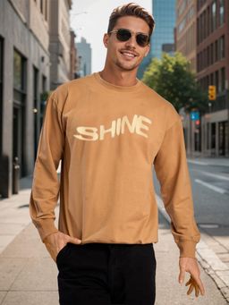 Bene Kleed - Men Khaki Relax Fit Lightweight Printed Sweatshirt