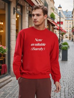 Bene Kleed - Men Crew Neck Drop Shoulder Graphic Printed Red Sweatshirt