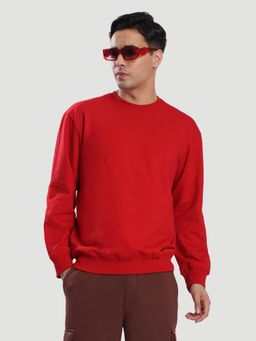 Bene Kleed - Red Men Crew Neck Drop Shoulder Sweatshirt
