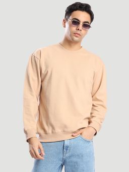 Bene Kleed - Beige Men Crew Neck Drop Shoulder Sweatshirt