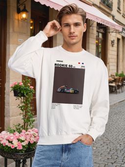 Bene Kleed - Men Crew Neck Drop Shoulder Graphic Printed Off White Sweatshirt