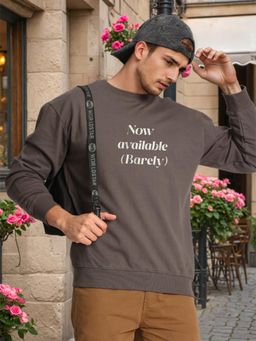 Bene Kleed - Men Crew Neck Drop Shoulder Printed Brown Sweatshirt