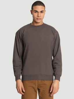 Bene Kleed - Men Grey Crew Neck Drop Shoulder Relax Fit Sweatshirt