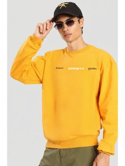 Bene Kleed - Men Crew Neck Drop Shoulder Graphic Printed Mustard Sweatshirt