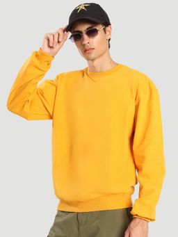 Bene Kleed - Men Mustard Crew Neck Drop Shoulder Relax Fit Sweatshirt