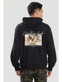 Bene Kleed - Men Light Weight Kangaroo Pocket Graphic Printed Black Hoodie