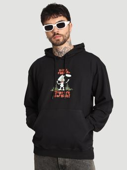 Bene Kleed - Men Light Weight Kangaroo Pocket Graphic Printed Black Hoodie