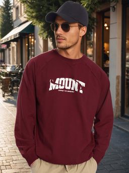 Bene Kleed - Men Maroon Relax Fit Raglan Lightweight Printed Sweatshirt