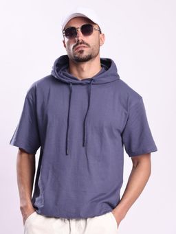 Bene Kleed - Men Blue Half Sleeve Relax Fit Lightweight Hoodie