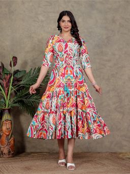 ARAMYA - Multi-Color Soft Cotton Printed Kurta for Women