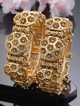 Karatcart - Gold Plated Set Of 2 Elephant Design Bangle For Women