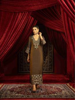 Sonia Baderia - Brown Boho Hand Embroidery Kurta with Pant