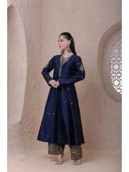 Label Niti Bothra - Rangrez Blue Anarkali with Pant