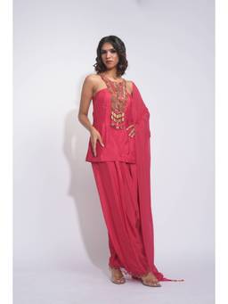 Shruti S - Coral Red Salwaar and Kurta with Dupatta