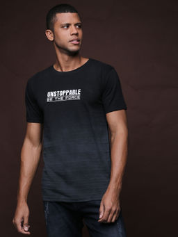 CAHOOT - Men Printed Round Neck Blue T-Shirt