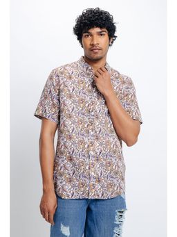 FREAKINS - Mens Brown Print Viscose Shirt