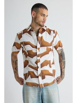 FREAKINS - Mens Brown Printed Shirt