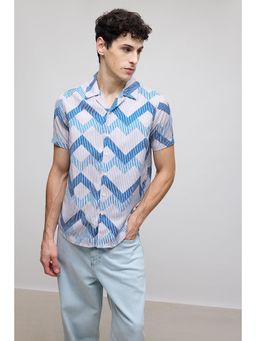 FREAKINS - Zig Zag Print Mens Resort Shirt