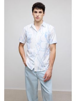 FREAKINS - White Floral Resort Mens Shirt