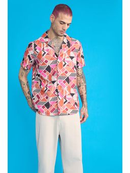 FREAKINS - Geometric Print Mens Resort Shirt