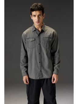 FREAKINS - Grey Denim Effect Shirt