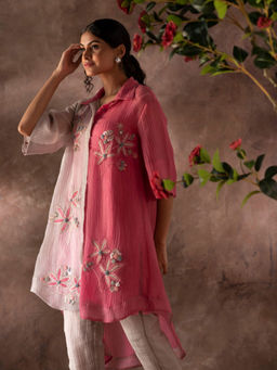 OJA - Pink Kurta and Pant with Slip (Set of 3)