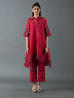 OJA - Red Kurta with Pant (Set of 2)