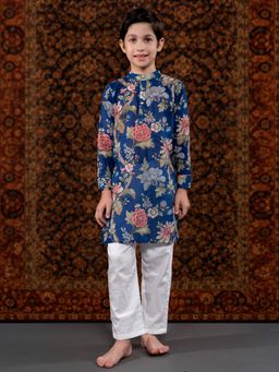 THE PONY & PEONY CO. - Blue Floral Kurta and Pant