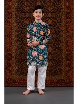 THE PONY & PEONY CO. - Green Floral Kurta and Pant