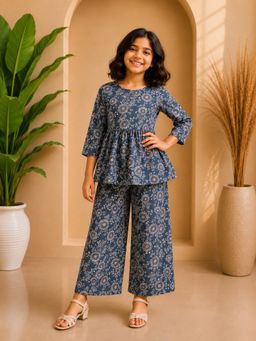 Misbis - Blue Floral Kurta and Palazzo