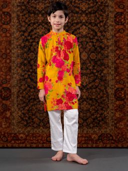THE PONY & PEONY CO. - Mustard Floral Kurta and Pant