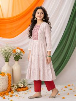 Aarika - White Embroidered Flared Kurta
